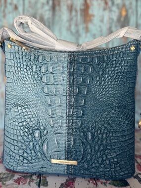 FIRM ~~~ HTF Brahmin Katie DENIM SECOUR Leather Crossbody Bag NWT